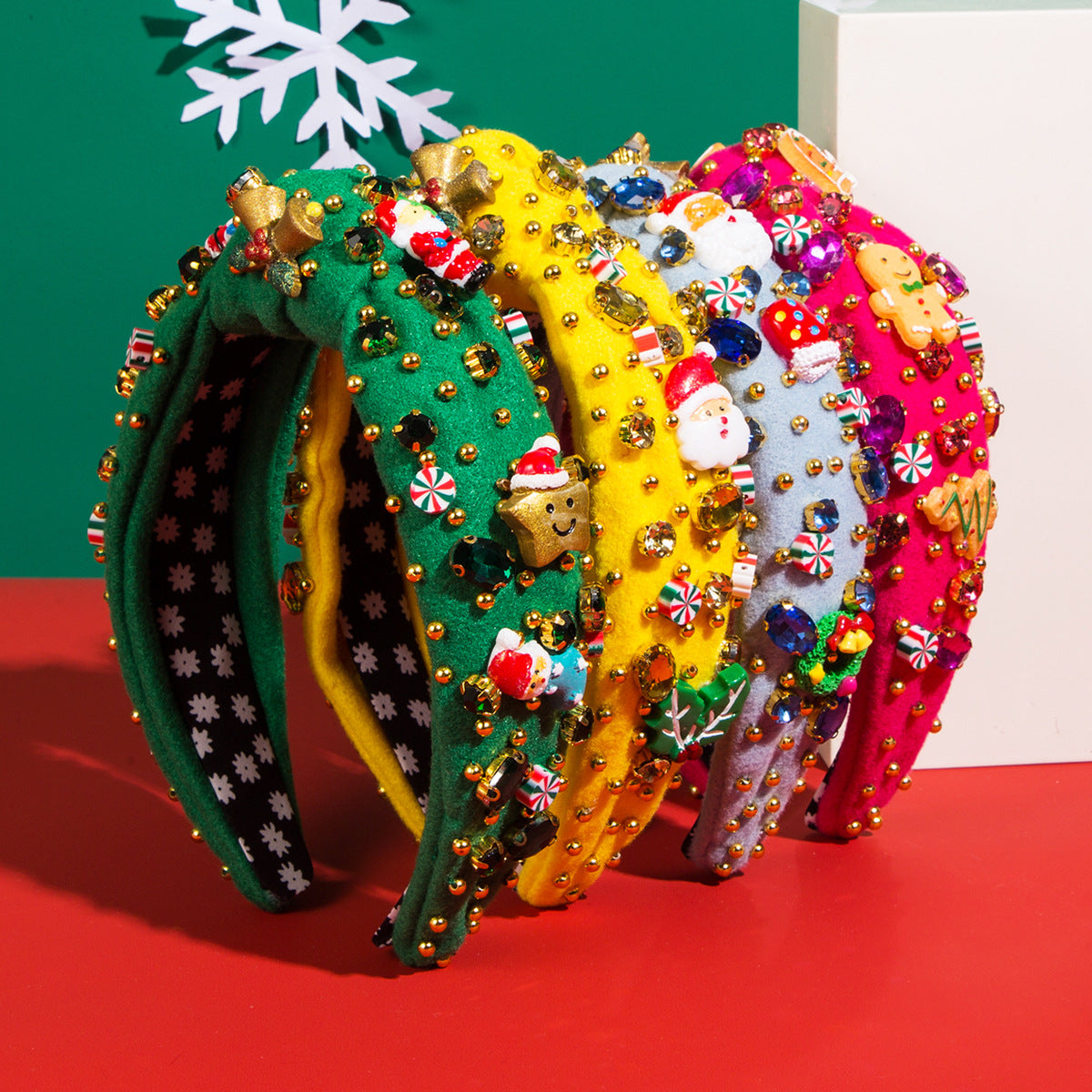 Christmas Tree Pearl Rhinestone Headband L4500