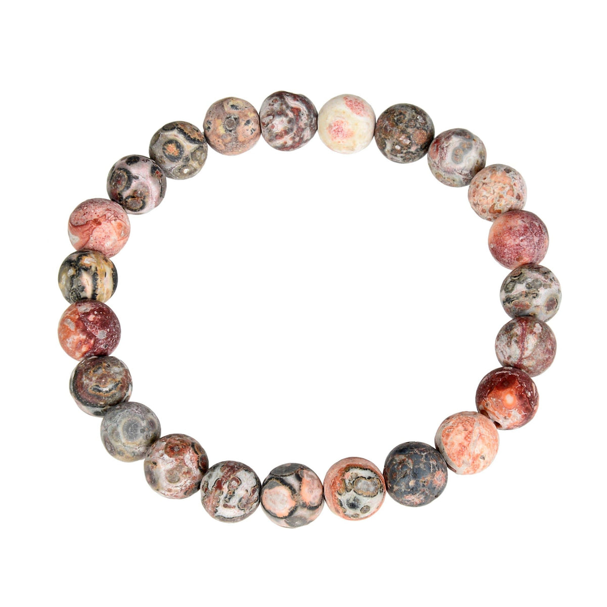 Red Leopard Skin Matte Stone Stretch Bracelet B2001-Red Leopard Skin Matte - 8MM