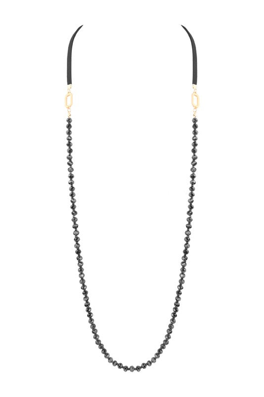 Long Crystal Leatherette Necklace N3441