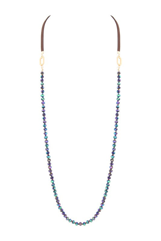 Long Crystal Leatherette Necklace N3441