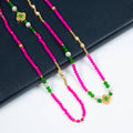 Chinese Style Bead Fuchsia Crystal Bead Necklace N5345 - Rose Red