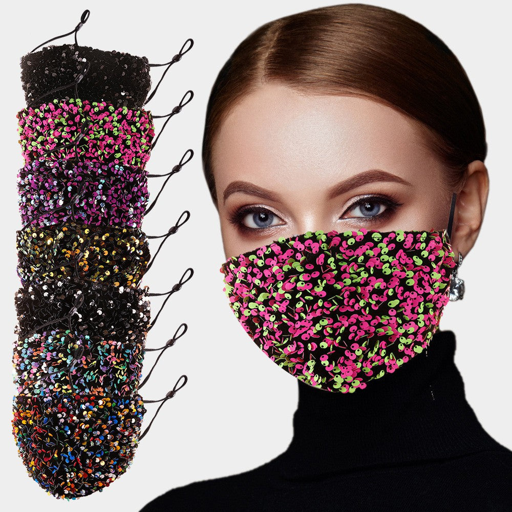 Sequins Washable Face Mask Mask-61