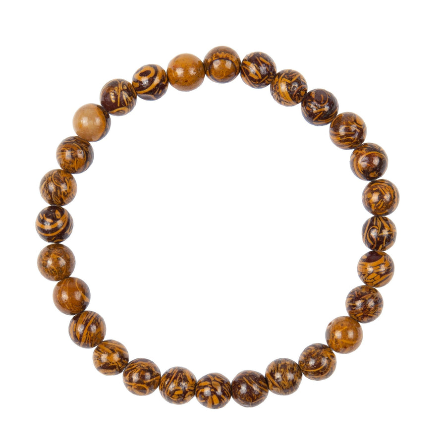Gold Line Jade Stone Stretch Bracelet B2974-Gold Line Jade