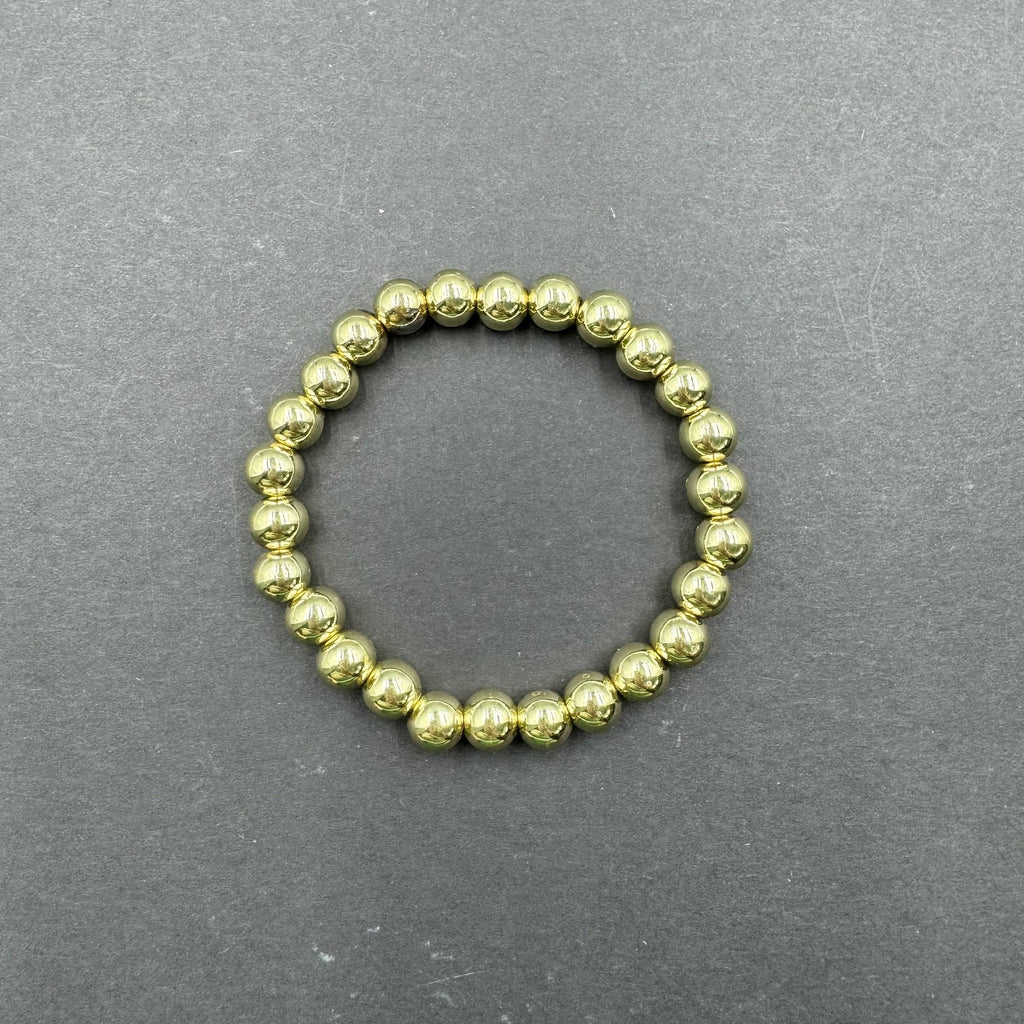 Golden Hematite Bead Stretch Bracelet B3443-Gold-10MM - view 5
