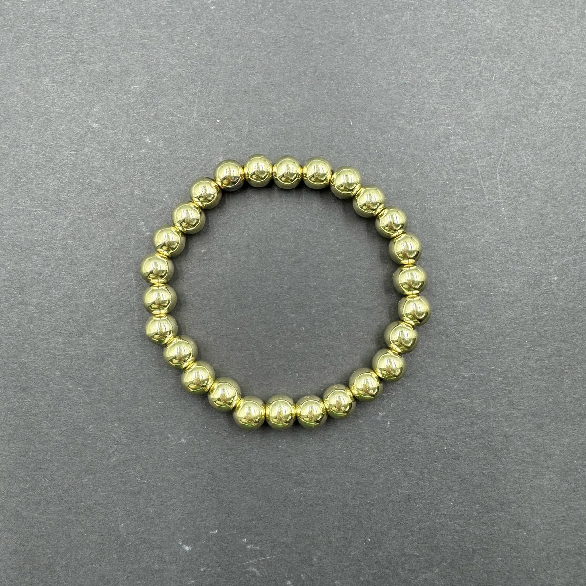 Golden Hematite Bead Stretch Bracelet B3443-Gold-10MM - view 5