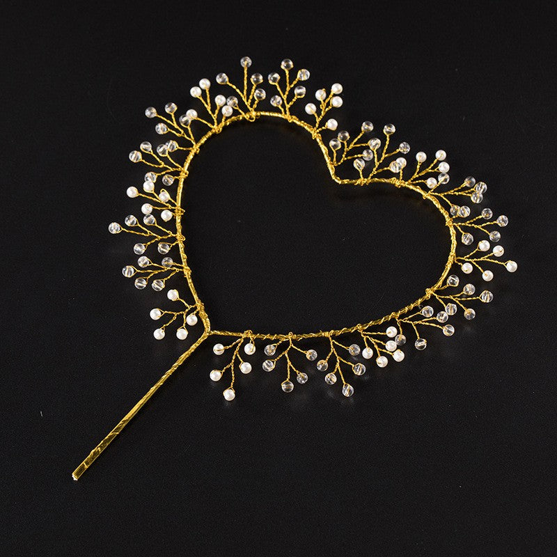 Heart Pearl Birthday Cake Decoration MIS0938