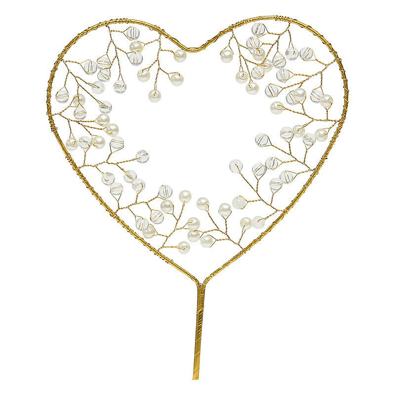 Heart Pearl Birthday Cake Decoration MIS0938
