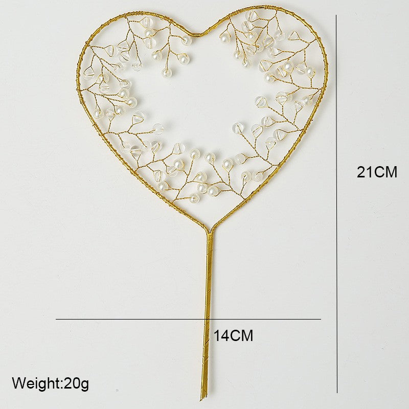 Heart Pearl Birthday Cake Decoration MIS0938
