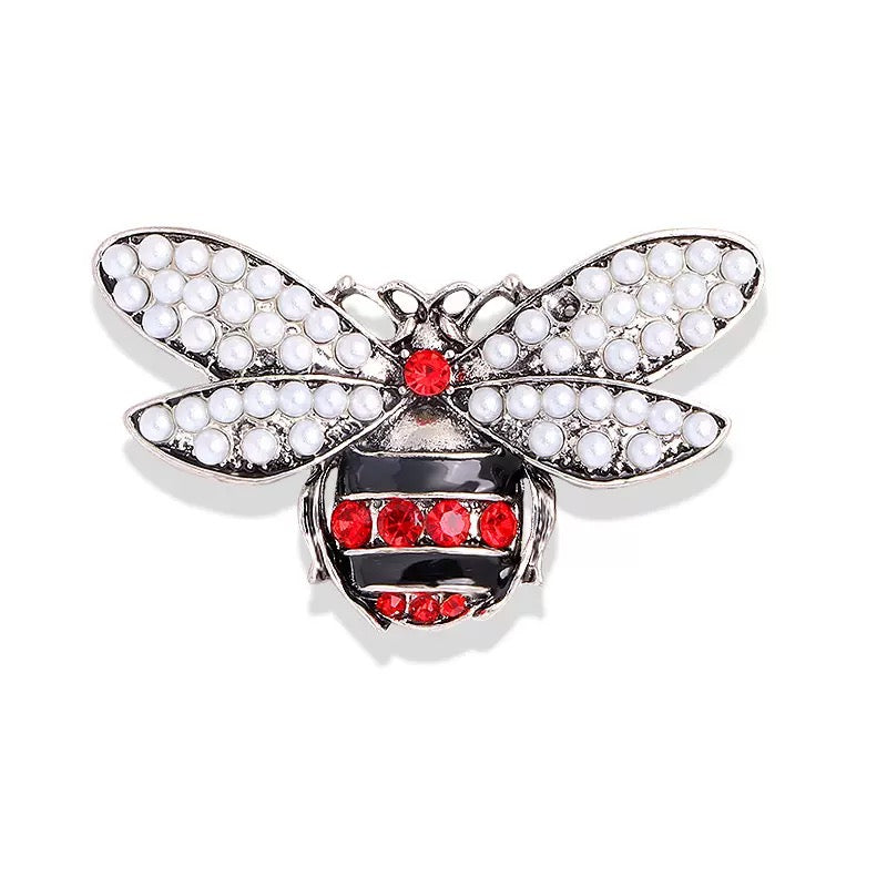 Bee Pearl Rhinestone Brooch PA3267