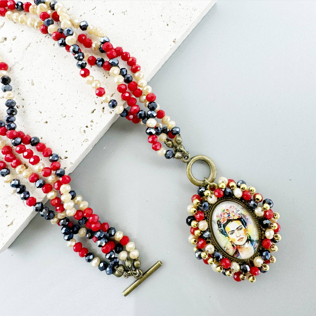 Random Frida Seed Bead Braided OT Necklace N5232 - view 14
