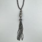 Beaded Tassel Hematite Stone Necklace