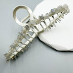 Irregular Natural Stone Cross Hair Clip L4671