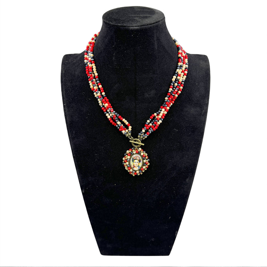 Random Frida Seed Bead Braided OT Necklace N5232
