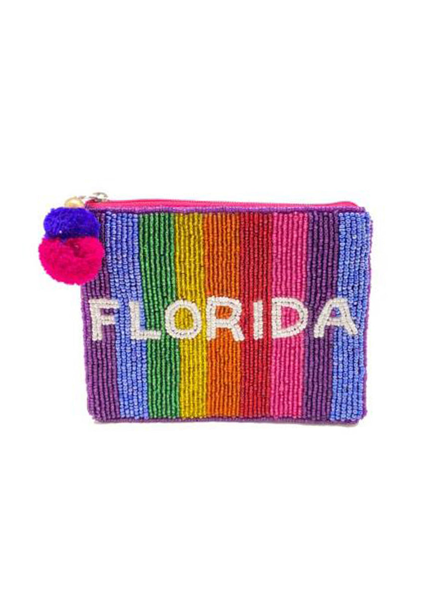 Florida Rainbow Beaded Pouch LAC-CP-1047