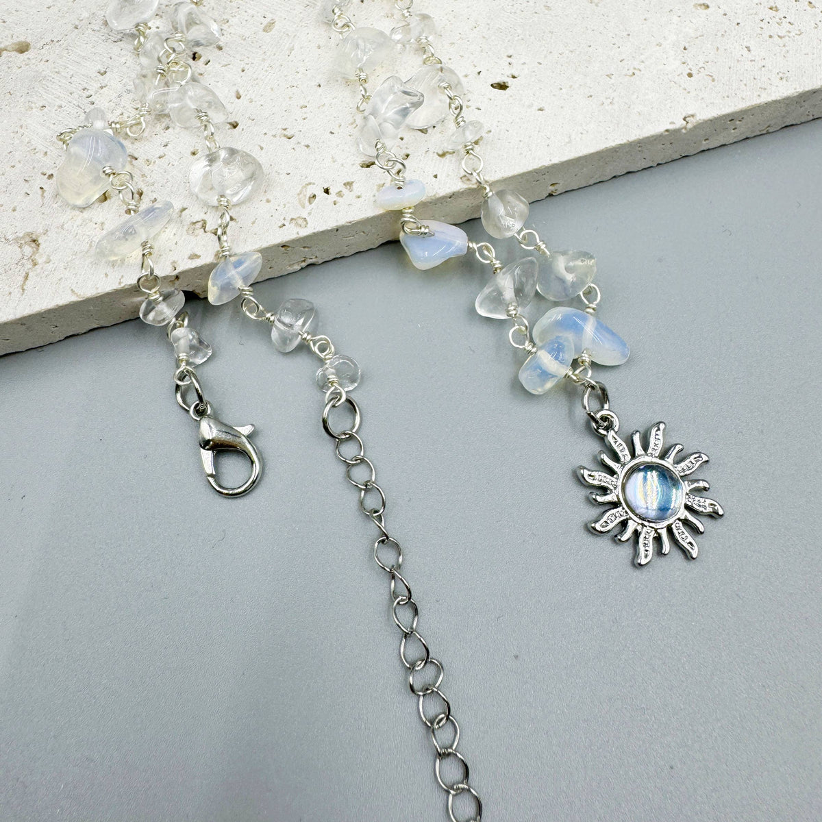 Sun & Moon Irregular Opal Stone Necklace Set N5268 - view 5
