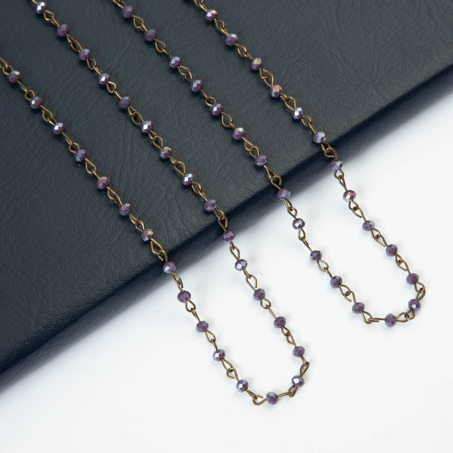 Crystal Beaded Chain Necklace N1163-177-BZ