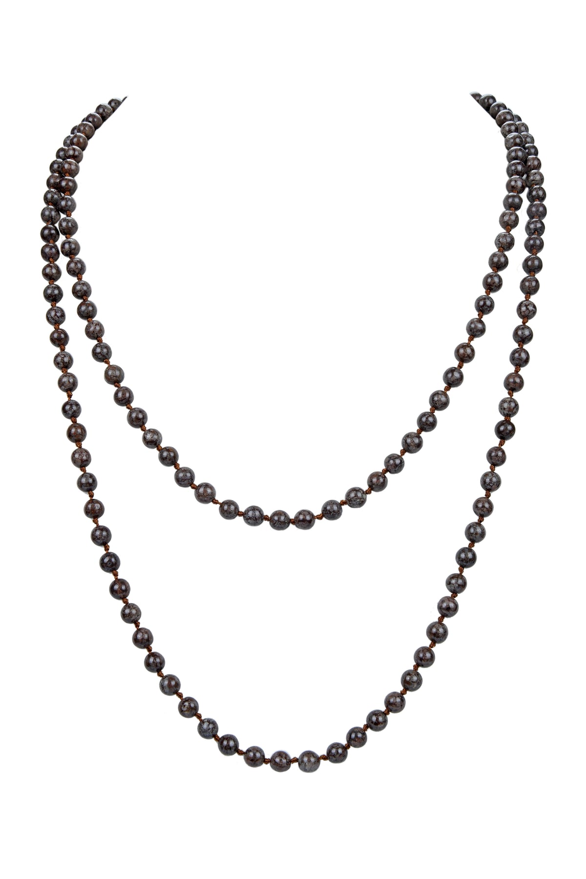 Stone Bead Long Necklace N2740 - Red Snowflake