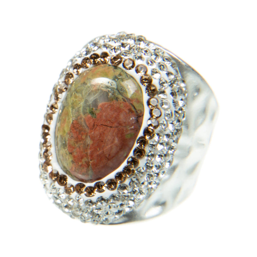 Unakite Pavé Cocktail Ring R2535