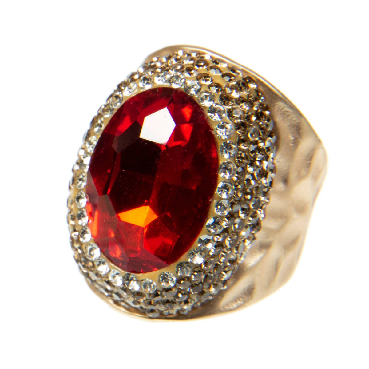 Glass Pavé Cocktail Ring R2543-Gold - view 4
