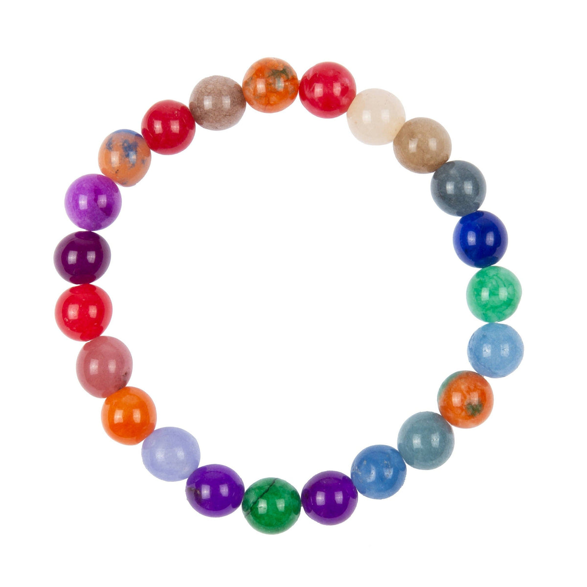Multi Jade Stone Stretch Bracelet B2937-Multi Jade - 8MM