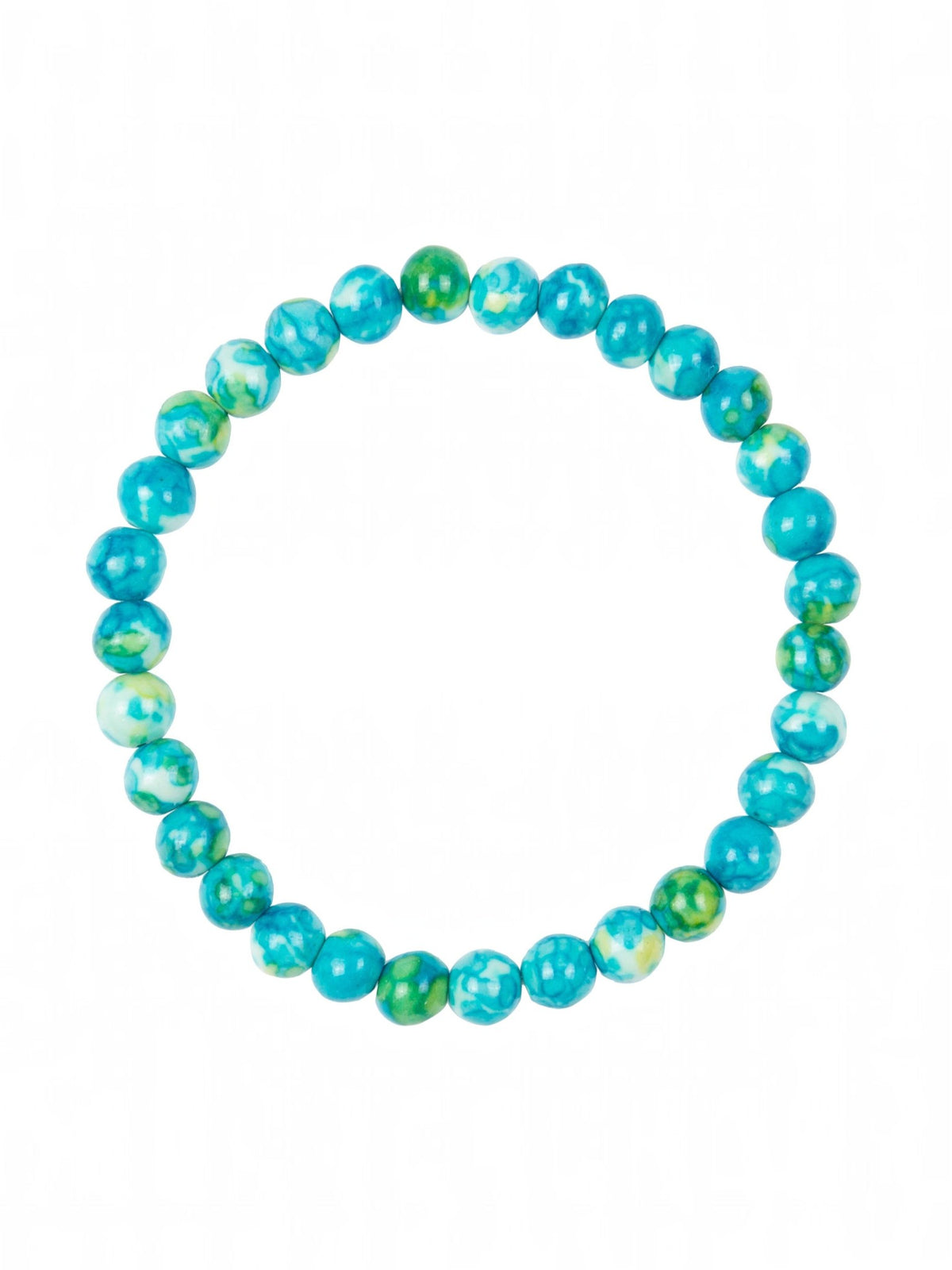 Light Blue Rain Color Stone Stretch Bracelet B2938-Light Blue Rain - 6MM