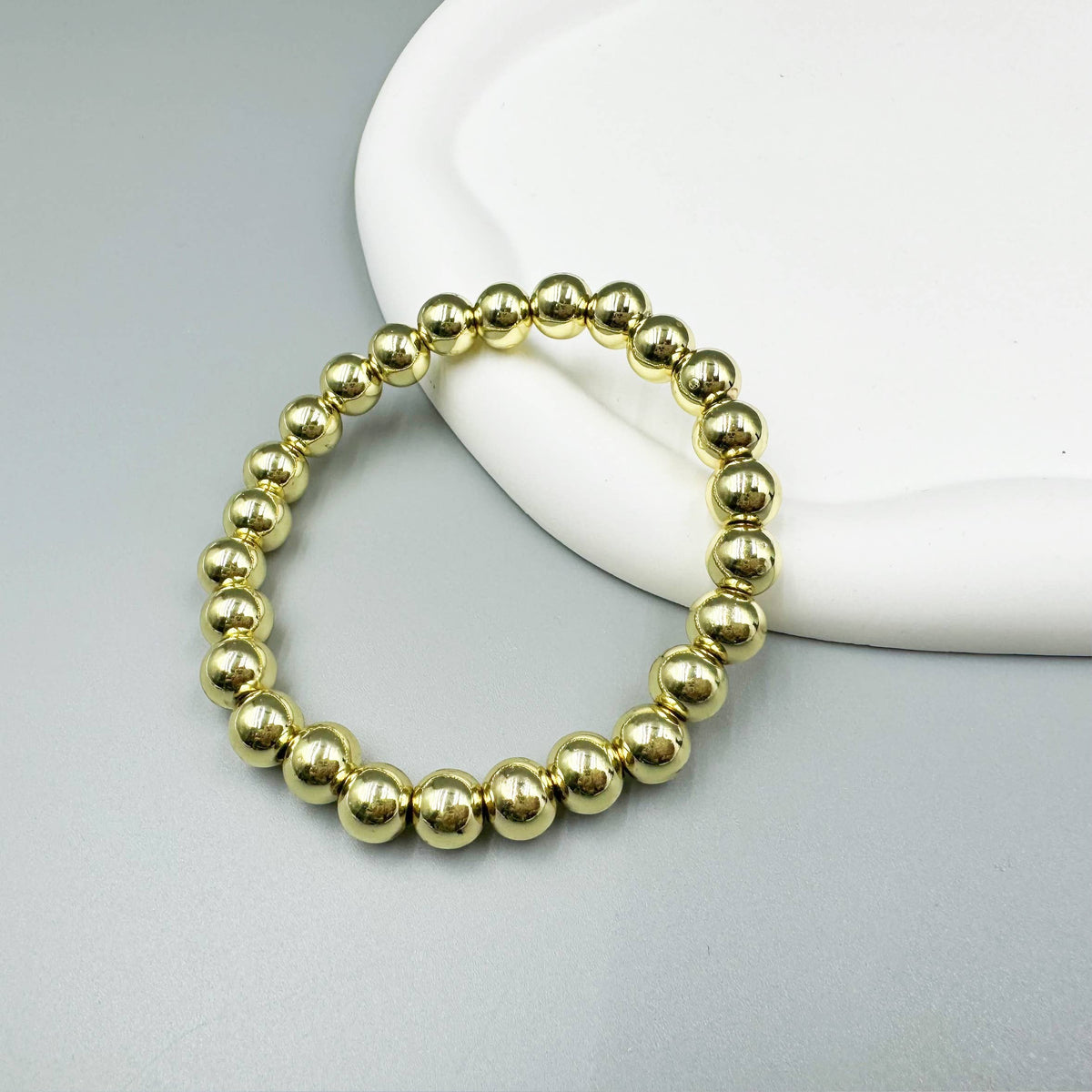 Golden Hematite Bead Stretch Bracelet B3443-Gold-8MM - view 4