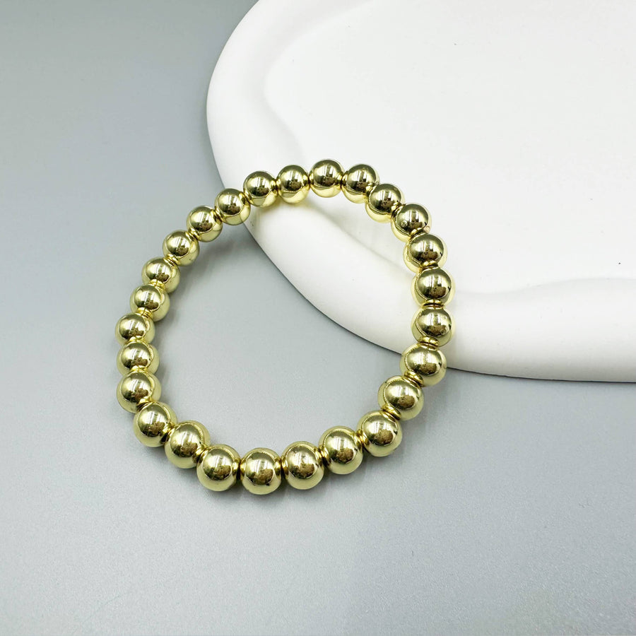 Golden Hematite Bead Stretch Bracelet B3443-Gold Hematite