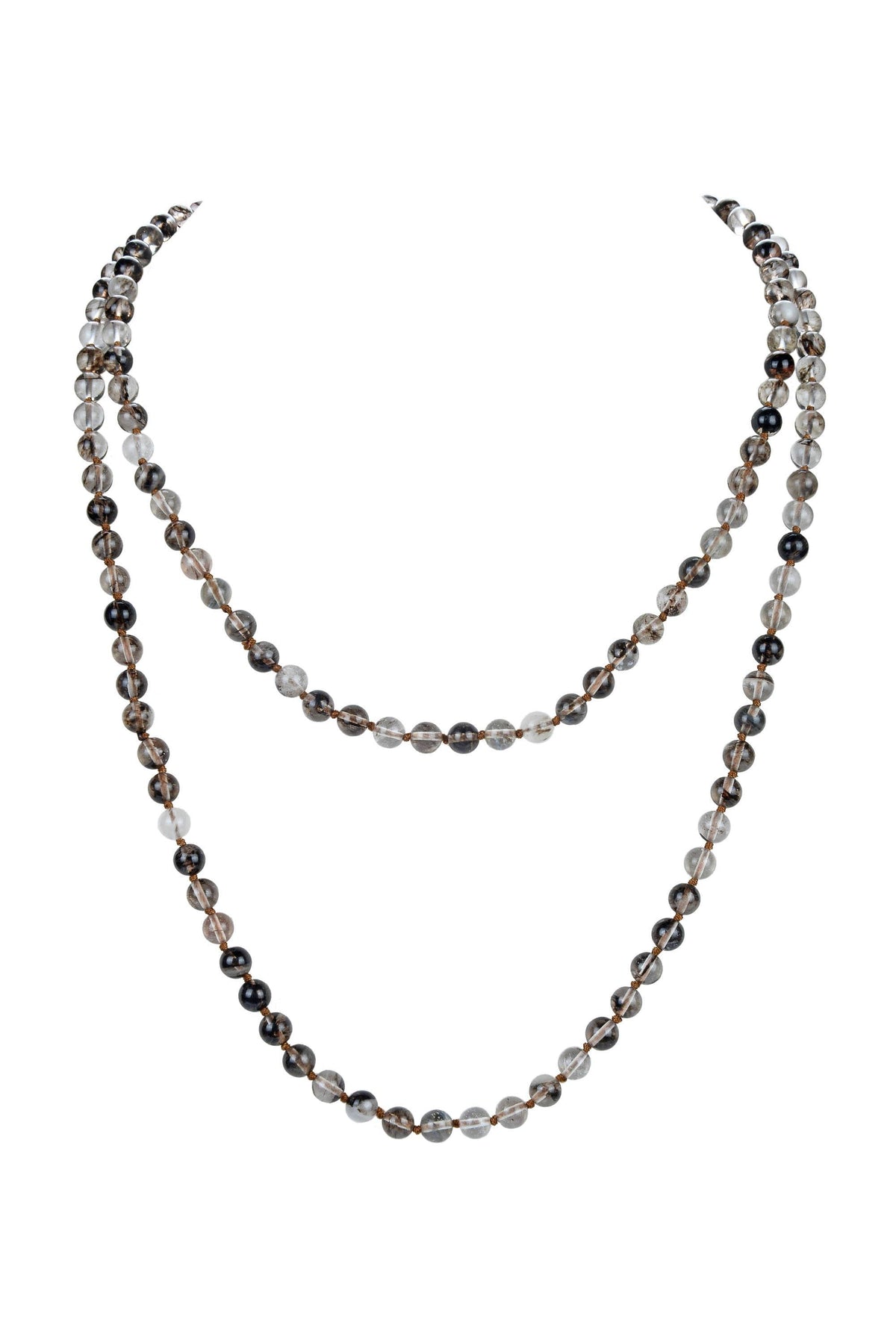 Stone Bead Long Necklace N2740 - Black Watermelon