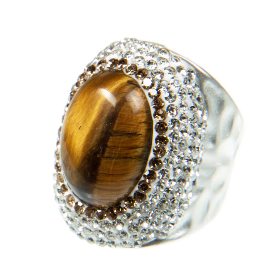 Tiger Eye Pavé Cocktail Ring R2528