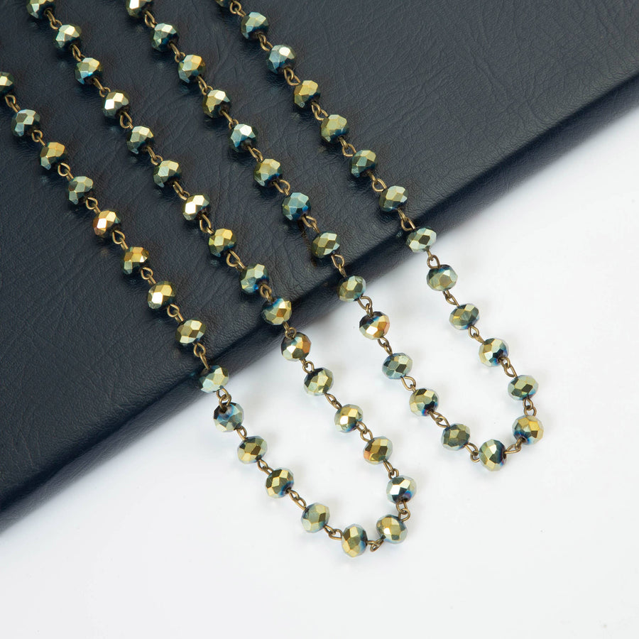 Crystal Beaded Chain Necklace N1163-147-BZ