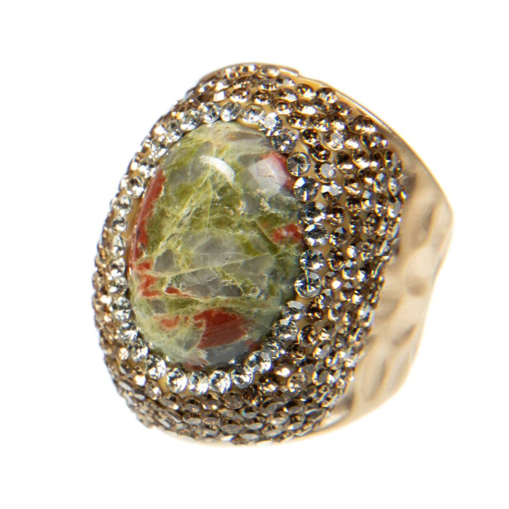 Unakite Pavé Cocktail Ring R2535 - view 2