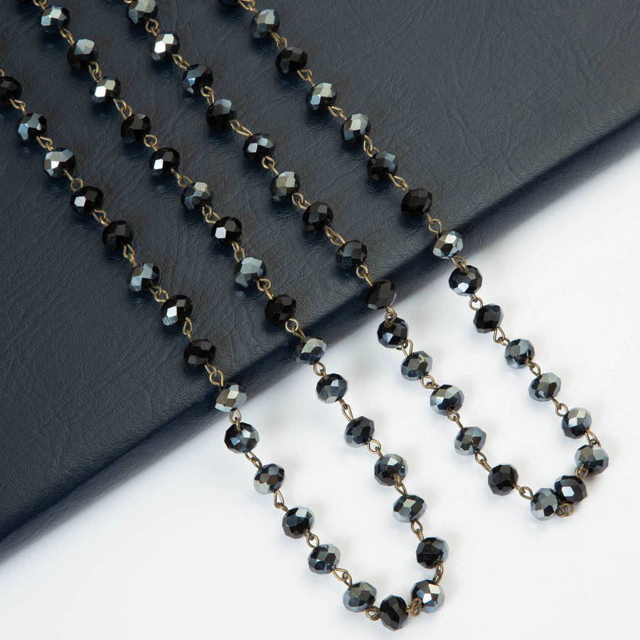 Crystal Beaded Chain Necklace N1163-152-BZ