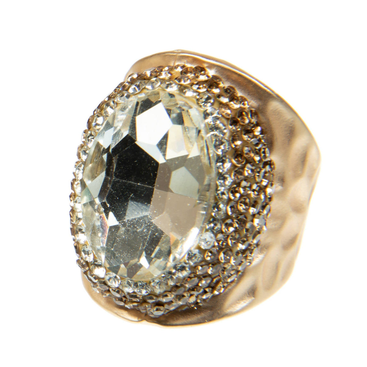 Glass Pavé Cocktail Ring R2543-Gold - view 7