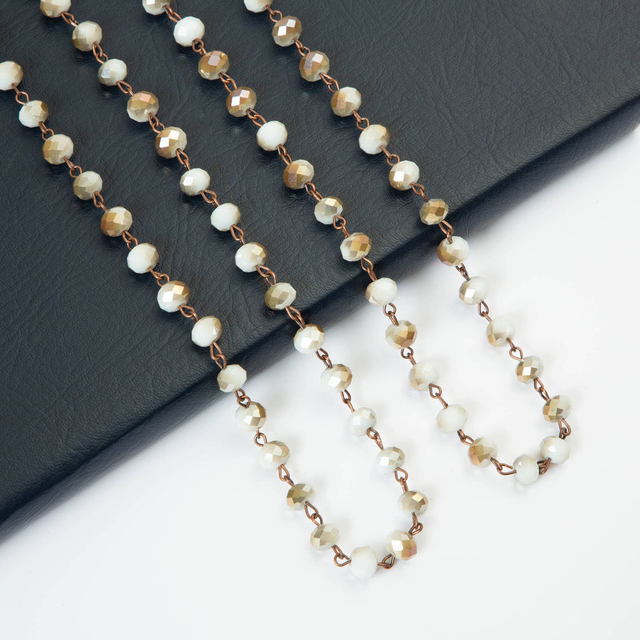 Crystal Beaded Chain Necklace N1163-162-CR
