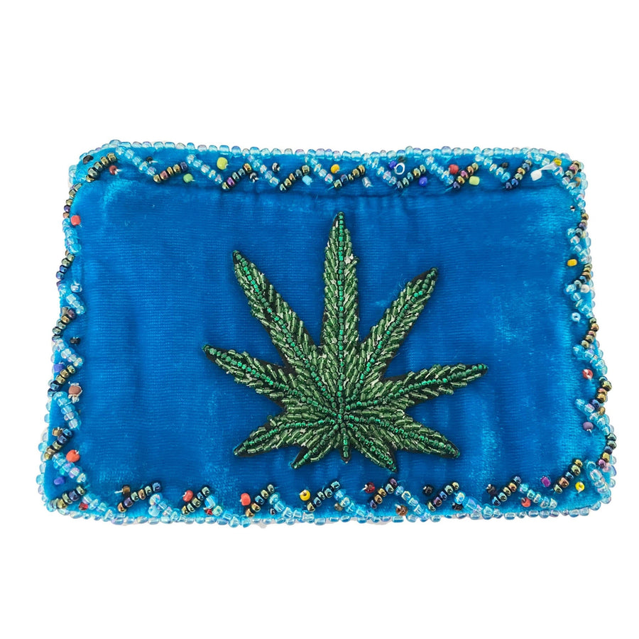 Marijuana Leaf Rectangle Velvet Coin Purse V0701