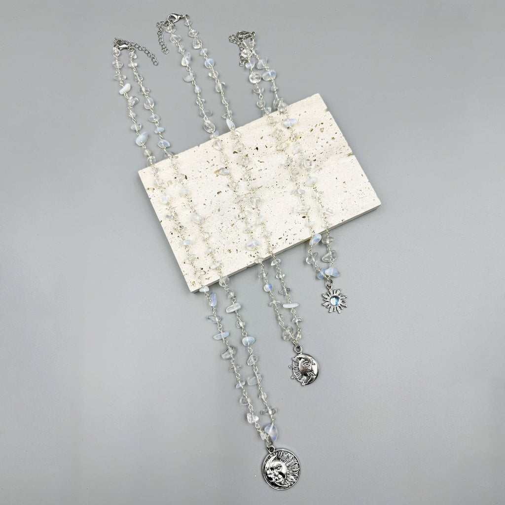 Sun & Moon Irregular Opal Stone Necklace Set N5268 - view 7