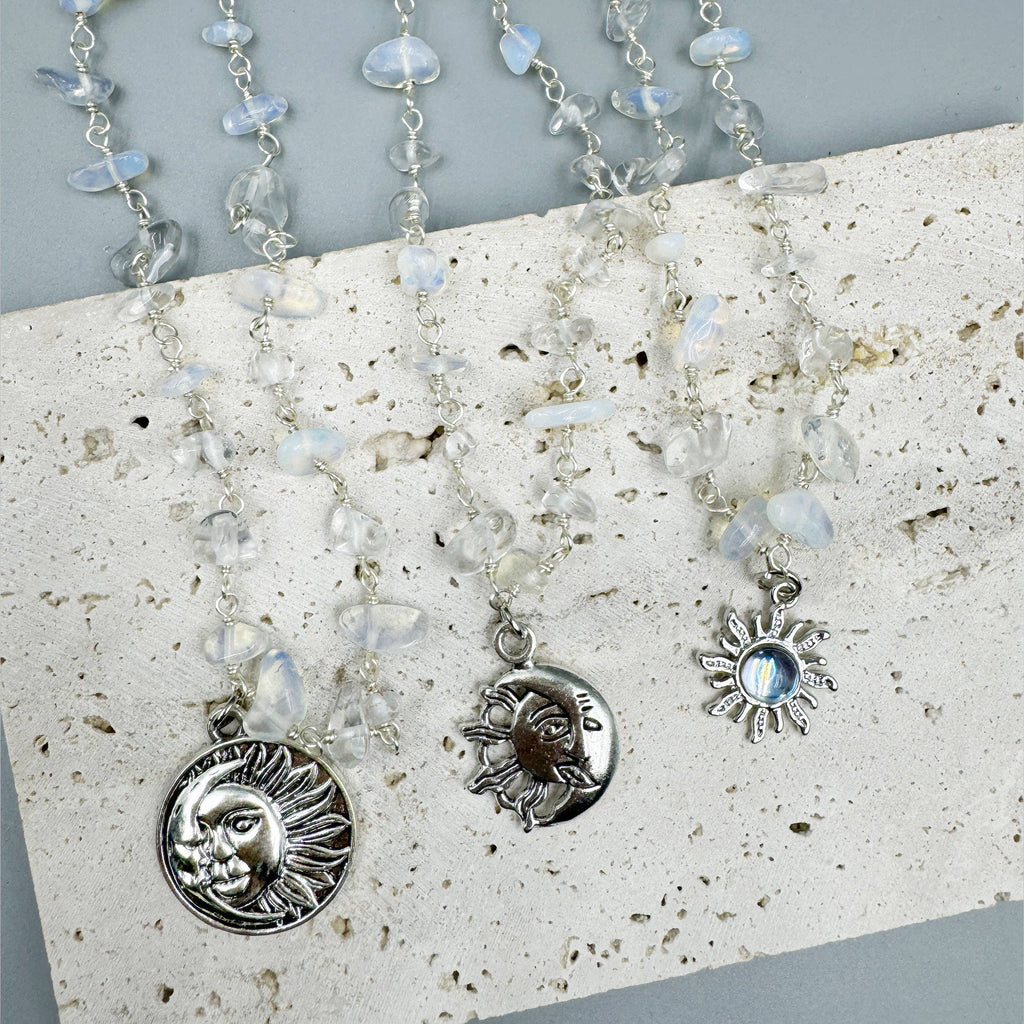 Sun & Moon Irregular Opal Stone Necklace Set N5268 - view 3