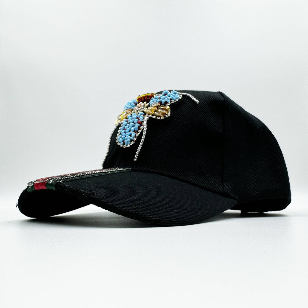Bee Seed Bead Striped Rhinestone Cap C0783 - view 4