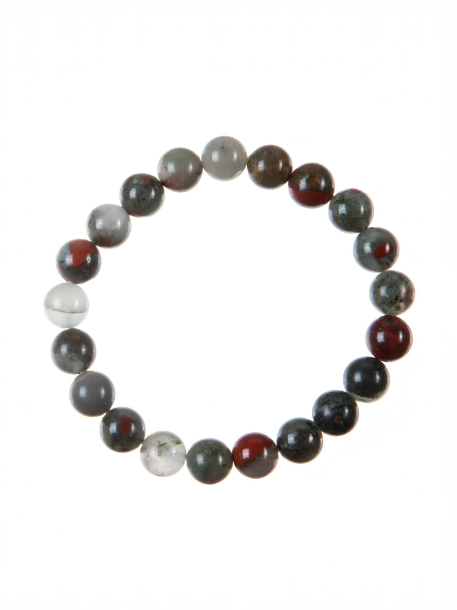 African Bloodstone Stone Stretch Bracelet B3711-African Bloodstone