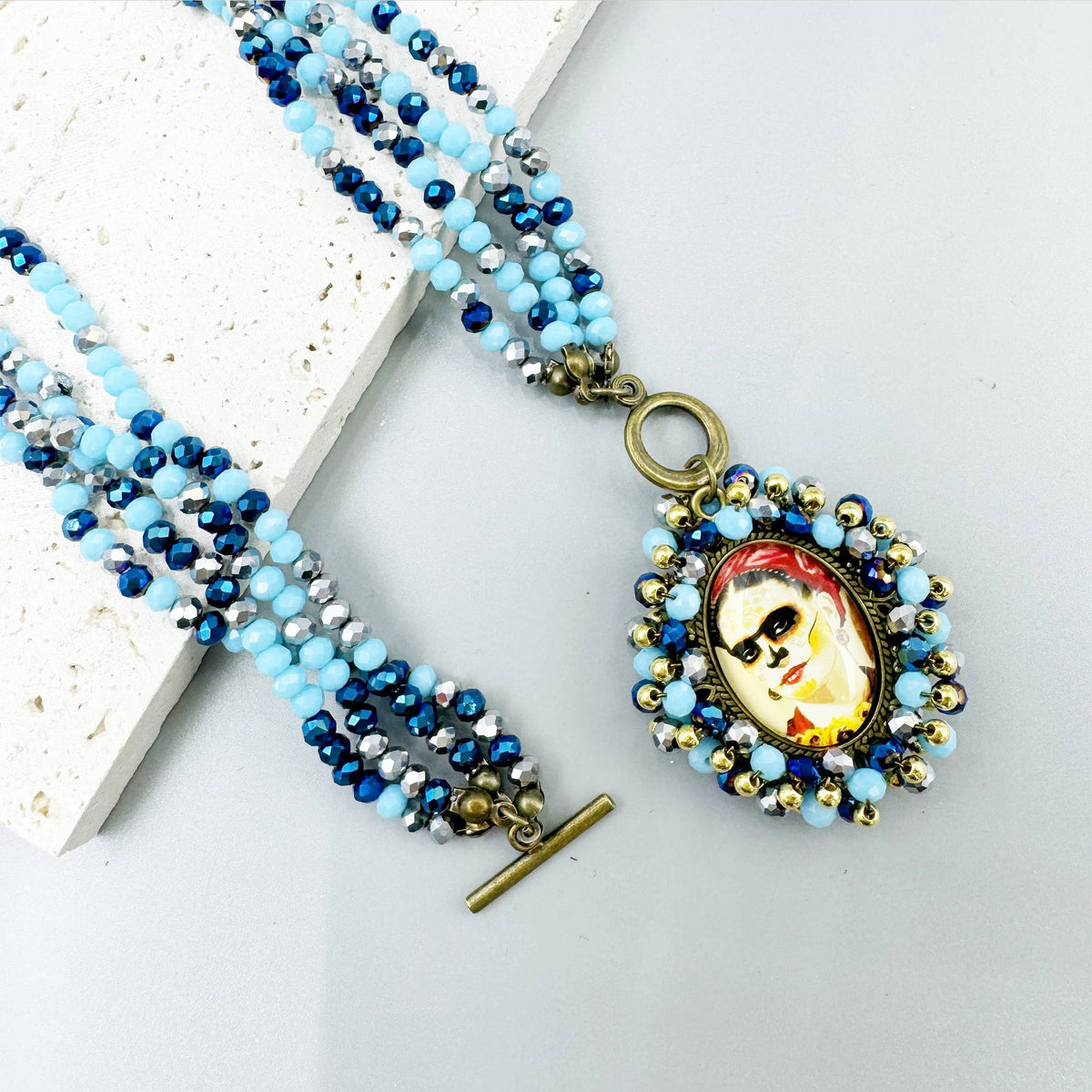 Random Frida Seed Bead Braided OT Necklace N5232 - view 12