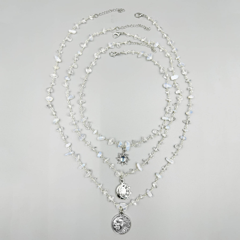 Sun & Moon Irregular Opal Stone Necklace Set N5268 - view 6