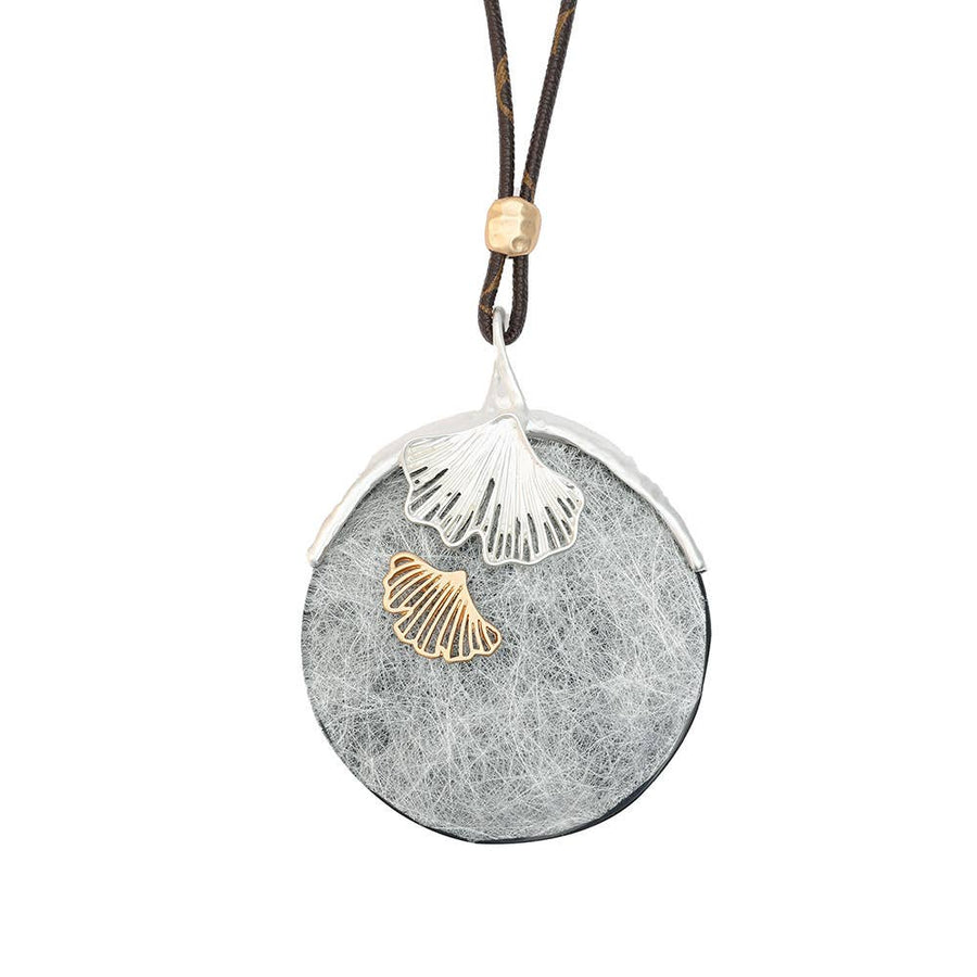 Disc Pendant Leather Necklace Hammer N4840