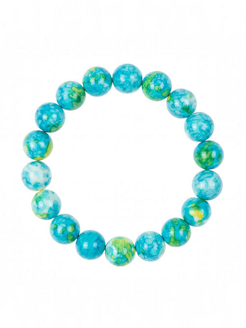 Light Blue Rain Color Stone Stretch Bracelet B2938-Light Blue Rain - 10MM