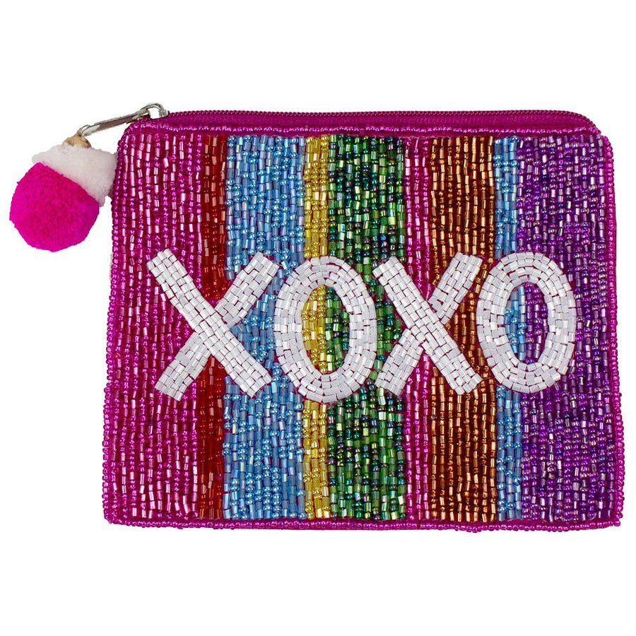 XOXO Stripe Beaded Pouch LAC-CP-1411
