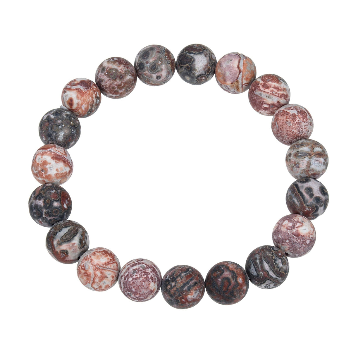 Red Leopard Skin Matte Stone Stretch Bracelet B2001-Red Leopard Skin Matte - 10MM