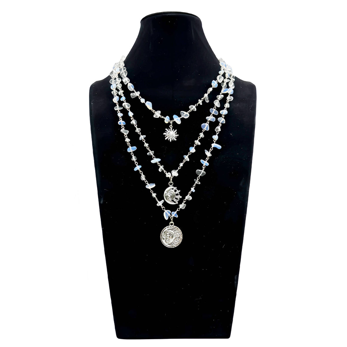 Sun & Moon Irregular Opal Stone Necklace Set N5268 - view 2