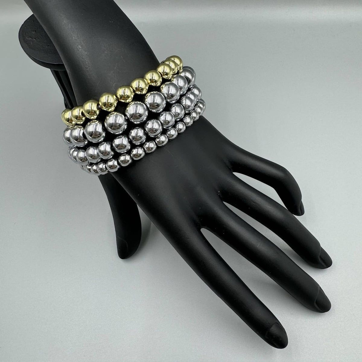 Golden Hematite Bead Stretch Bracelet B3443-Gold-10MM - view 2