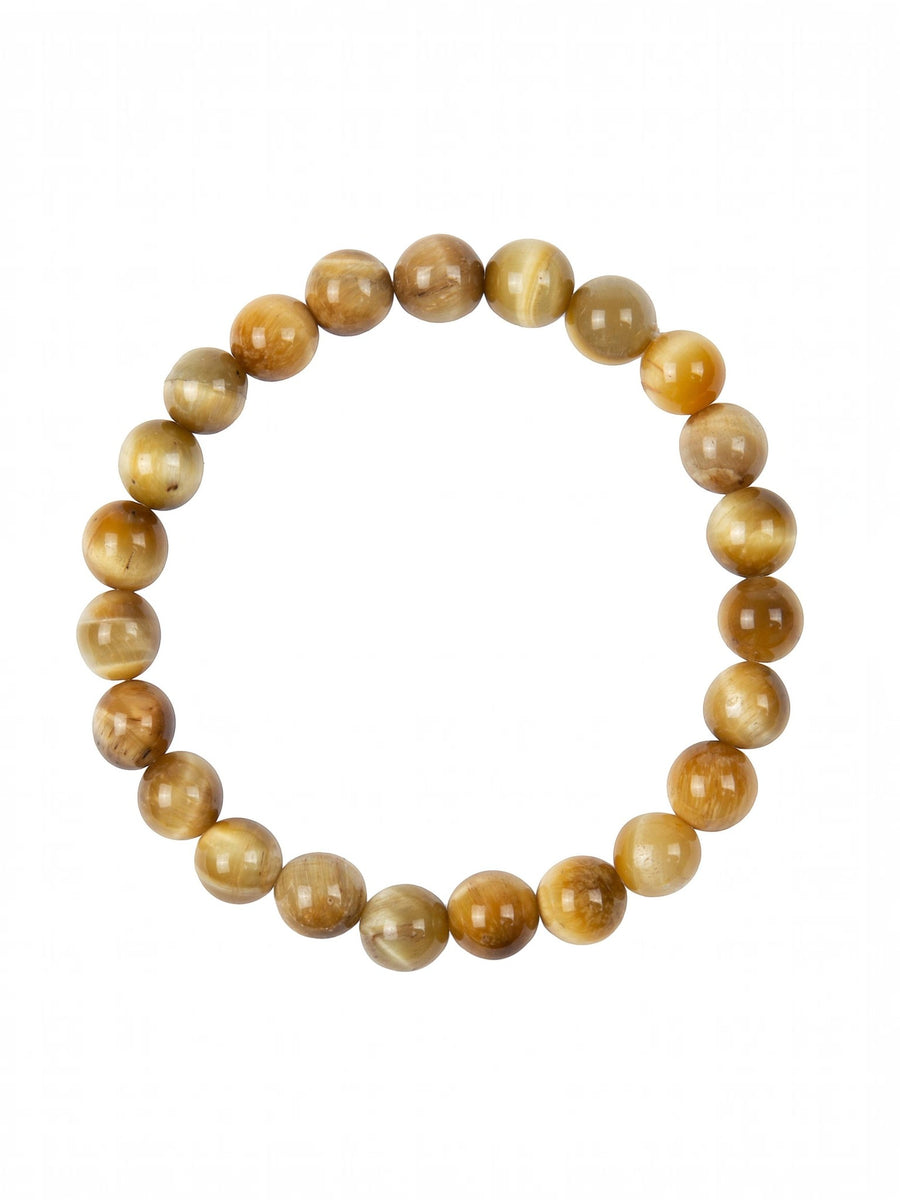 Colored Gold Tiger Eye Stone Stretch Bracelet B2973-Colored Gold Tiger Eye