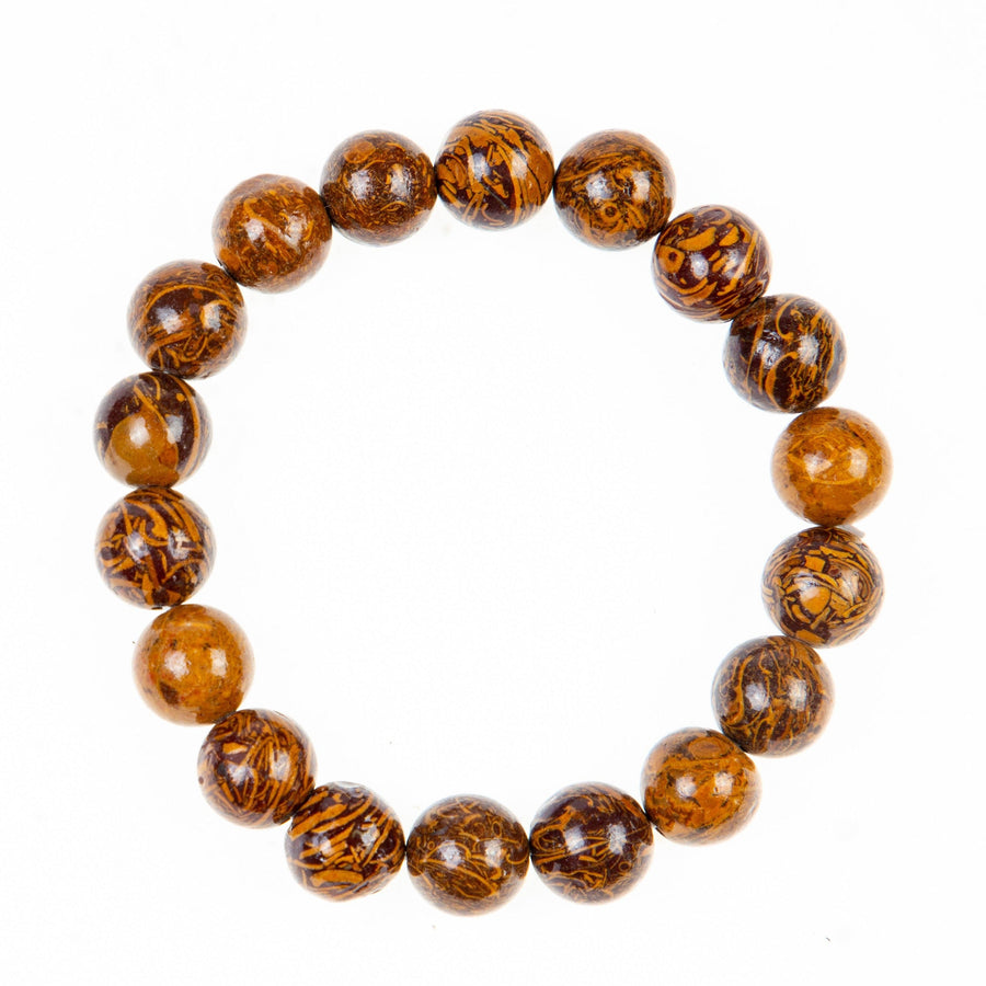 Gold Line Jade Stone Stretch Bracelet B2974-Gold Line Jade