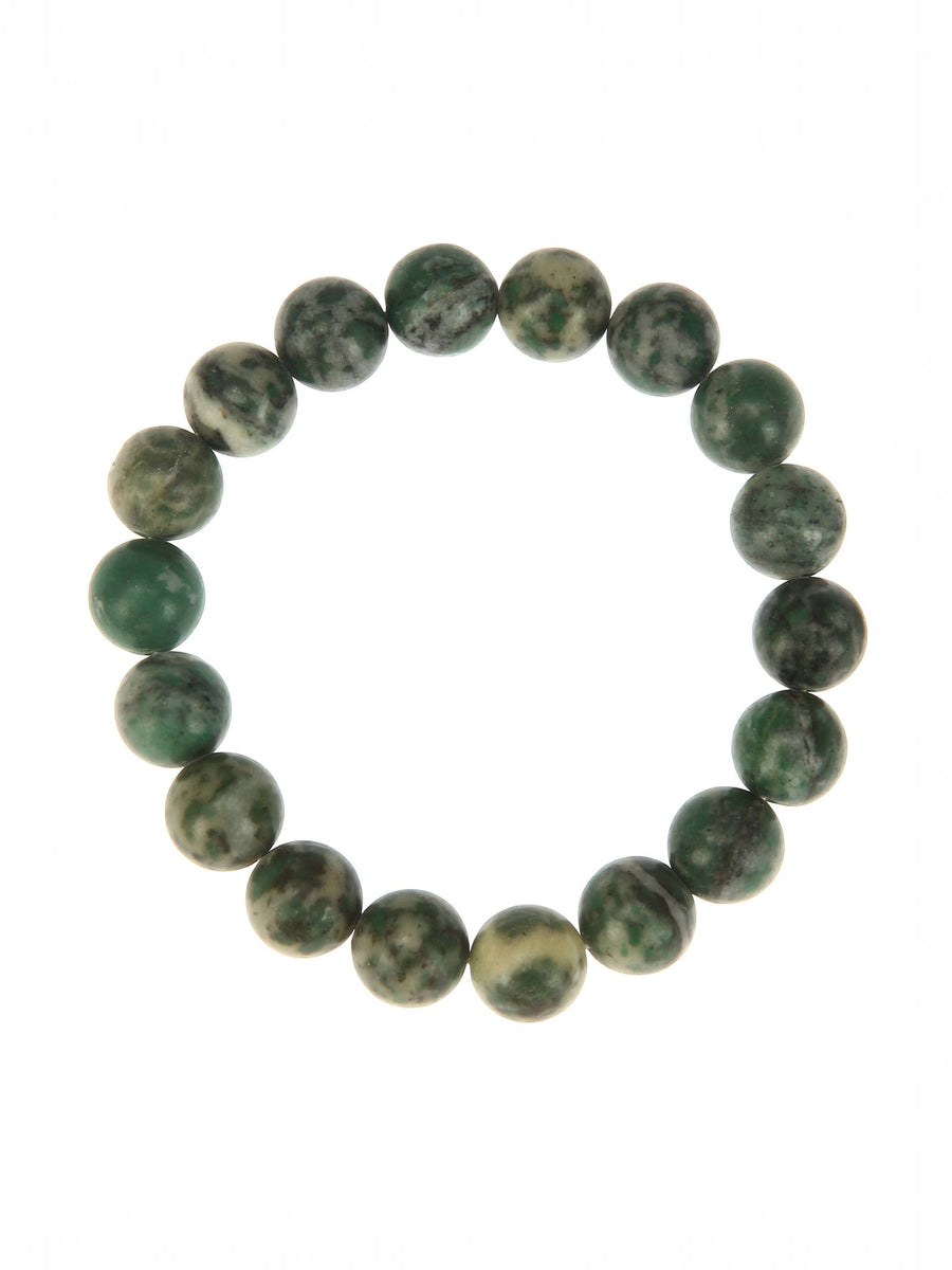 Qinghai Jade Stone Stretch Bracelet B2977-Qinghai Jade